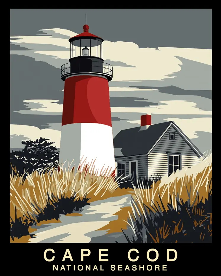 Lighthouse - Cape Cod Souvenir Home Decor Wall Art Prints – 8″x10″ Artwork – 11″x14″ Mat