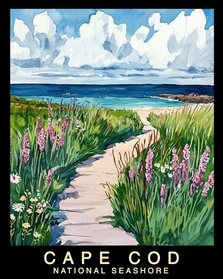 Beach Path - Cape Cod Souvenir Home Decor Wall Art Prints – 8″x10″ Artwork – 11″x14″ Mat