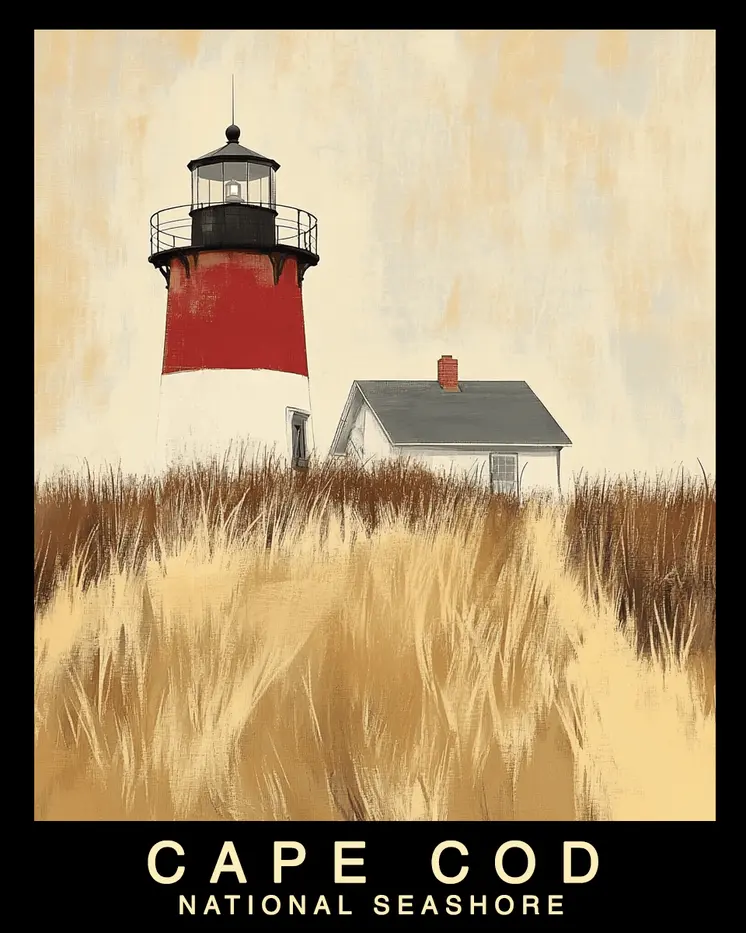 Nauset Lighthouse - Cape Cod Souvenir Home Decor Wall Art Prints – 8″x10″ Artwork – 11″x14″ Mat
