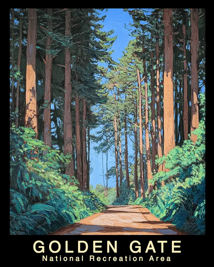 Forest Walk - Golden Gate Souvenir Home Decor Wall Art Prints – 8″x10″ Artwork – 11″x14″ Mat