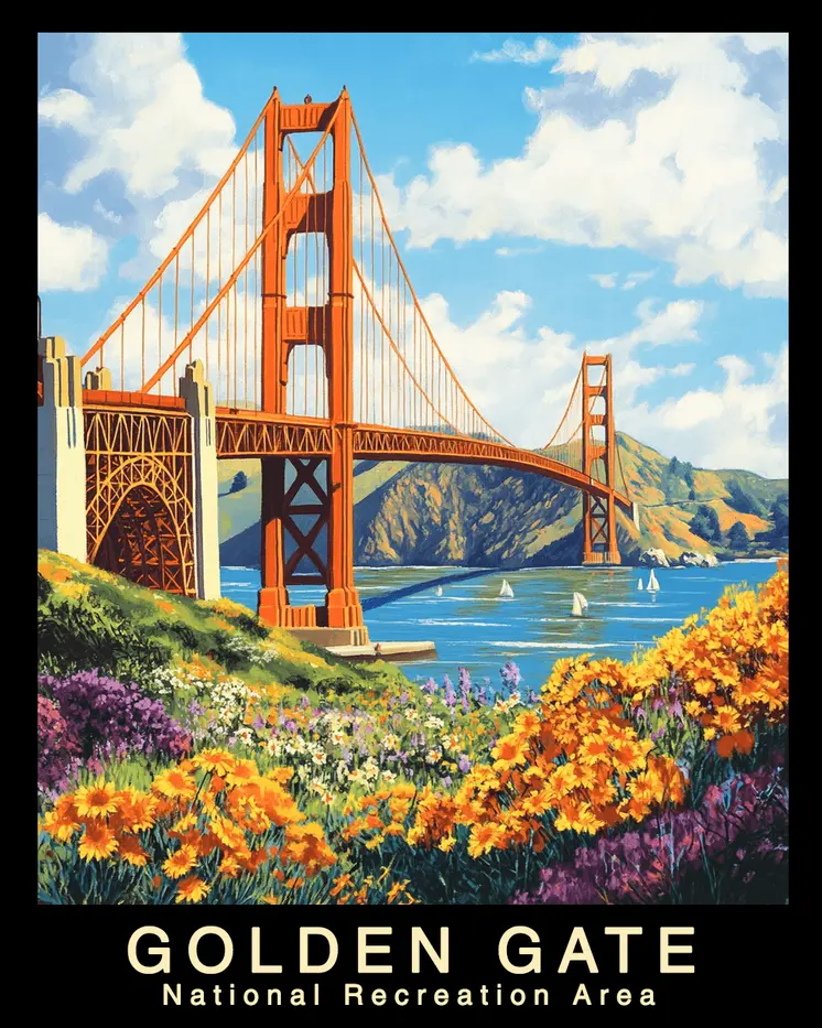 Wildflowers - Golden Gate Souvenir Home Decor Wall Art Prints – 8″x10″ Artwork – 11″x14″ Mat