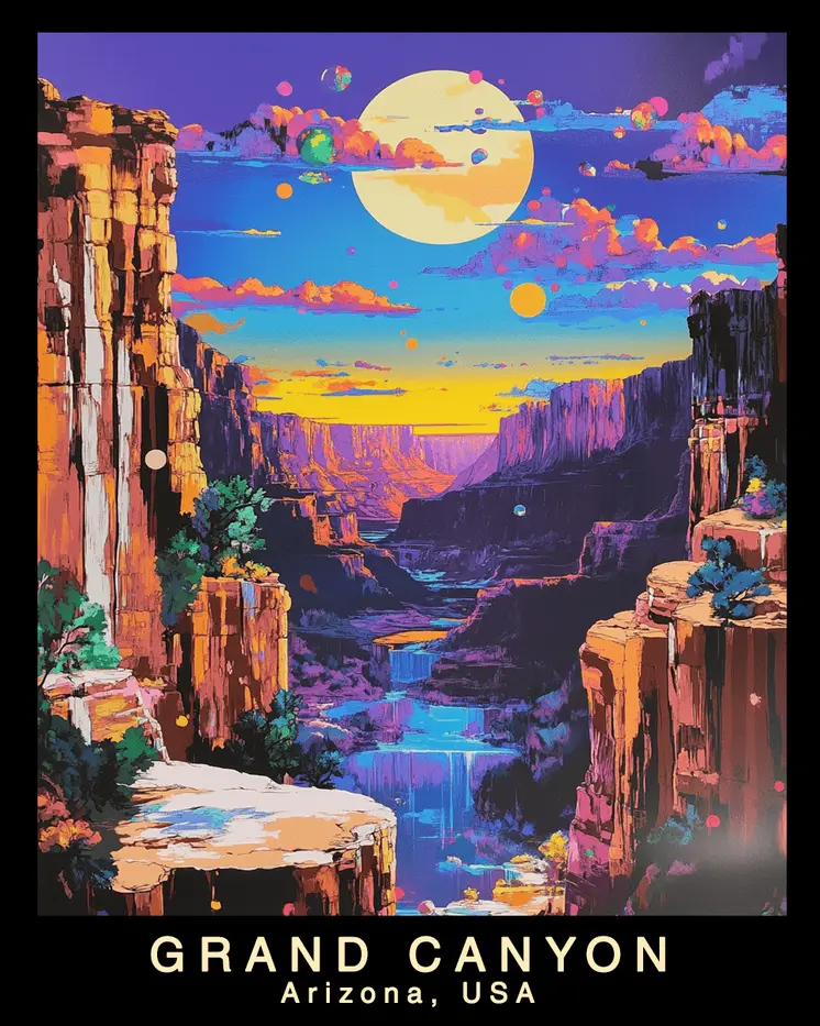 Neo-Pop - Grand Canyon Souvenir Home Decor Wall Art Prints – 8″x10″ Artwork – 11″x14″ Matte