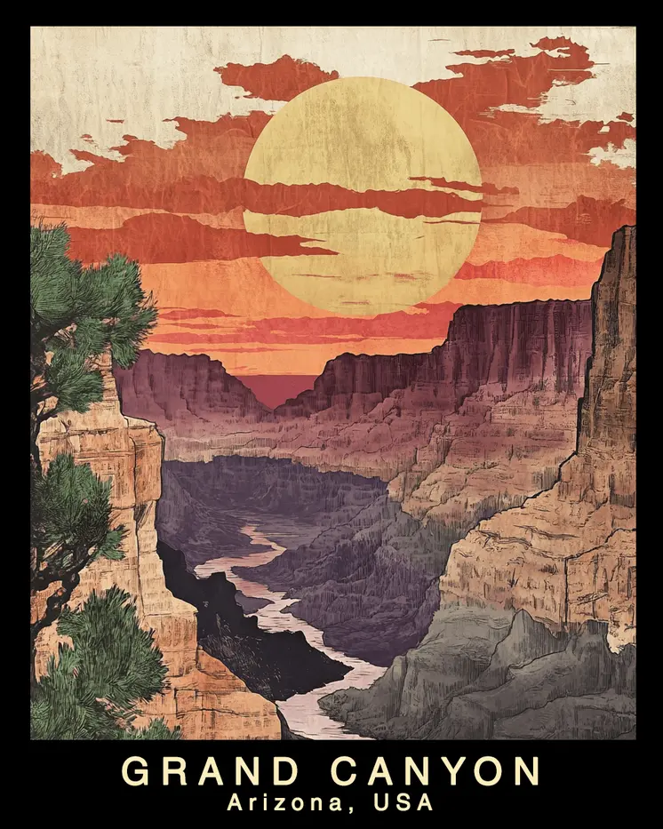 Sunset - Grand Canyon Souvenir Home Decor Wall Art Prints – 8″x10″ Artwork – 11″x14″ Matte