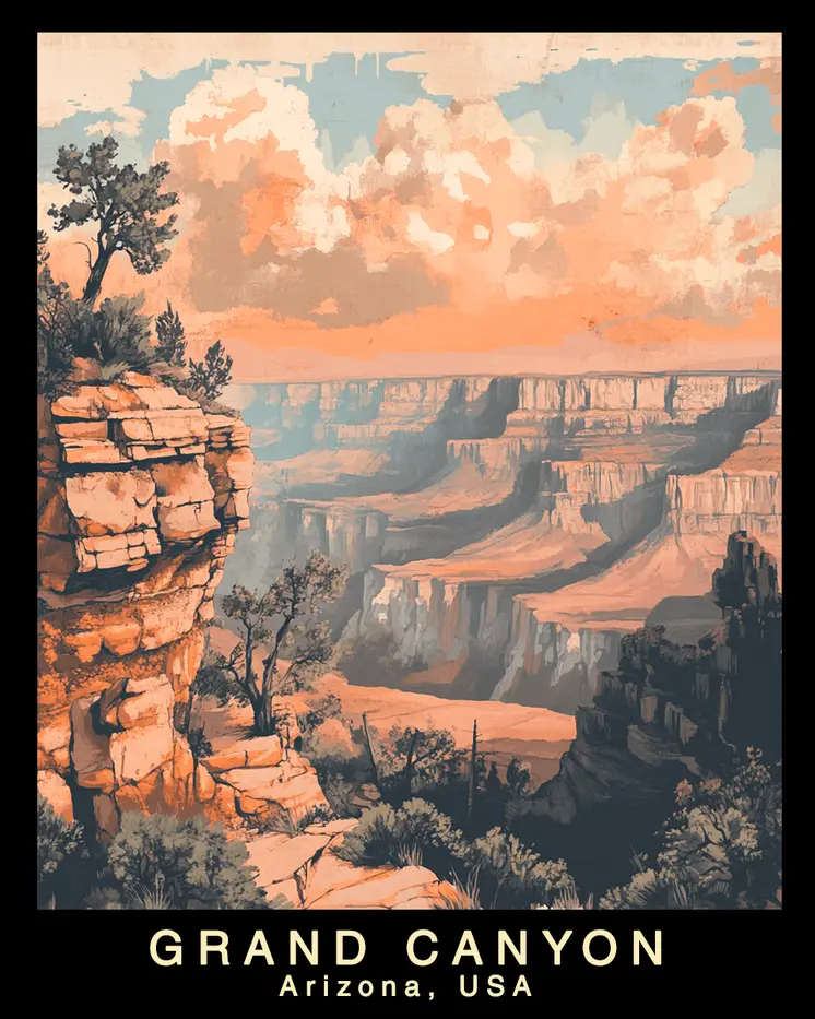 Nostalgic - Grand Canyon Souvenir Home Decor Wall Art Prints – 8″x10″ Artwork – 11″x14″ Matte