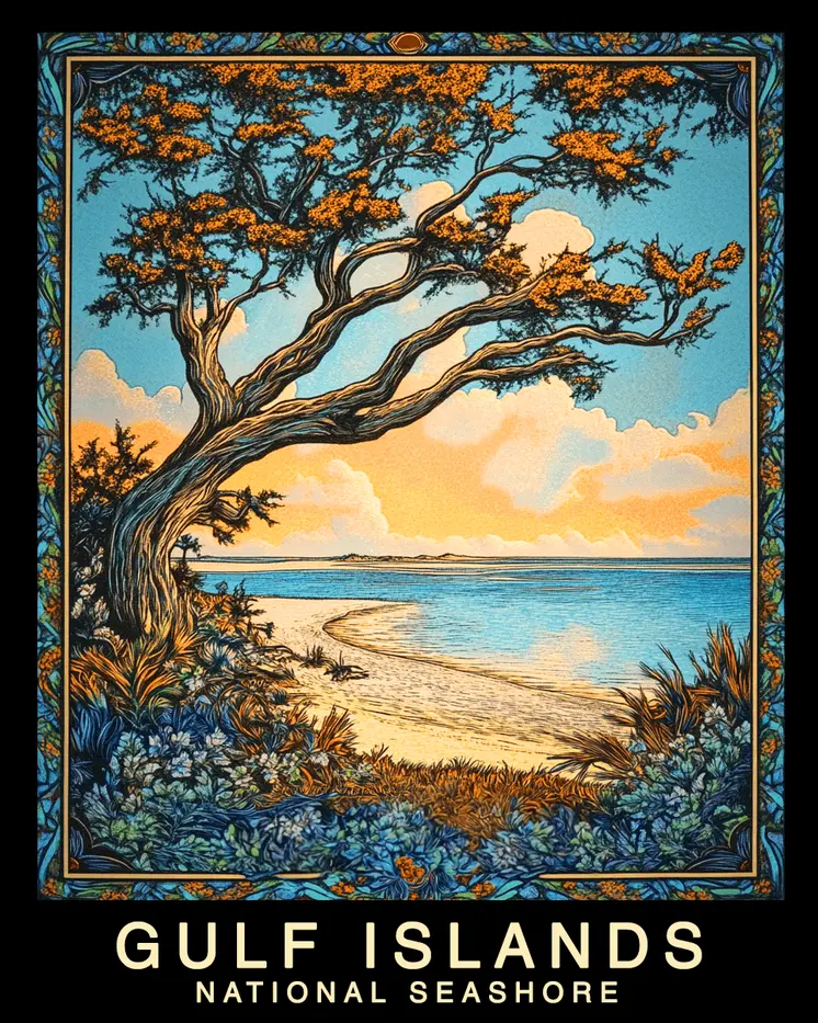 Nouveau - Gulf Island Souvenir Home Decor Wall Art Prints – 8″x10″ Artwork – 11″x14″ Mat