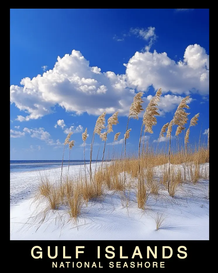 Sand Dunes - Gulf Island Souvenir Home Decor Wall Art Prints – 8″x10″ Artwork – 11″x14″ Mat