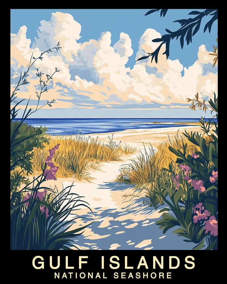 Beach Walk - Gulf Island Souvenir Home Decor Wall Art Prints – 8″x10″ Artwork – 11″x14″ Mat