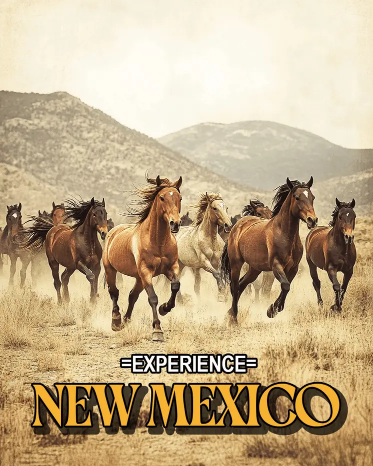 Herd of Horses - New Mexico Souvenir Home Decor Wall Art Prints – 8″x10″ Artwork – 11″x14″ Mat