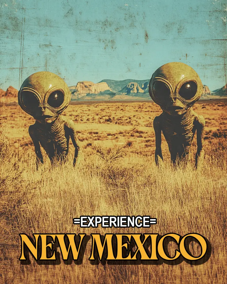 Two Aliens - New Mexico Souvenir Home Decor Wall Art Prints – 8″x10″ Artwork – 11″x14″ Mat