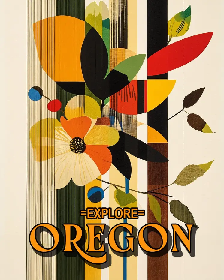 Mid-Century Modern Abstract - Oregon Souvenir Home Decor Wall Art Prints – 8″x10″ Artwork for 11″x14″ Frame