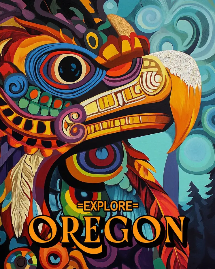 BOHO Eagle - Oregon Souvenir Home Decor Wall Art Prints – 8″x10″ Artwork for 11″x14″ Frame