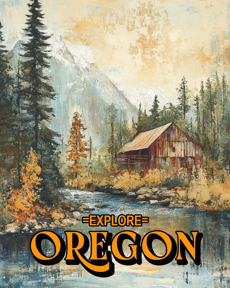 Mountain Cabin - Oregon Souvenir Home Decor Wall Art Prints – 8″x10″ Artwork for 11″x14″ Frame