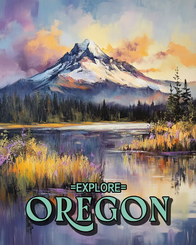 Mountain View - Oregon Souvenir Home Decor Wall Art Prints – 8″x10″ Artwork for 11″x14″ Frame