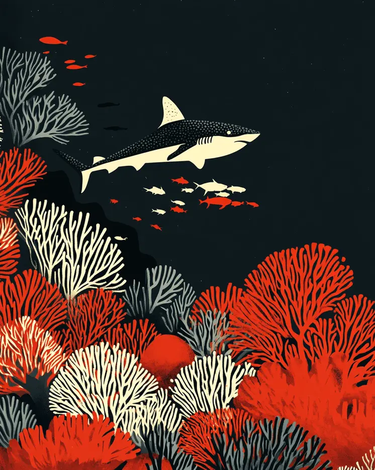 Mid-Century Modern Shark - Wall Art Print - Ocean Seaside Beachcore - 8"x10" Artwork - 11"x14" Matte