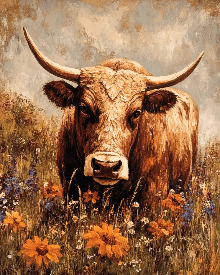 Young Texas Longhorn - Western and Southwestern Home Decor Wall Art Prints – 8″x10″ Artwork – 11″x14″ Matte