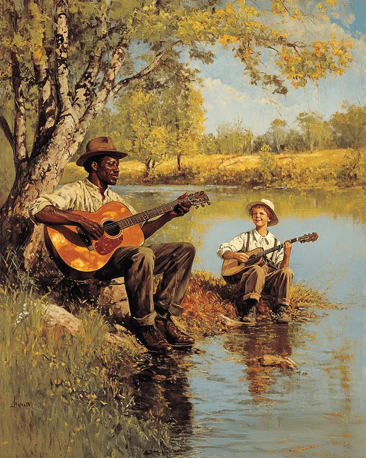 Learning Guitar From the Best - Western and Southwestern Home Decor Wall Art Prints – 8″x10″ Artwork – 11″x14″ Matte
