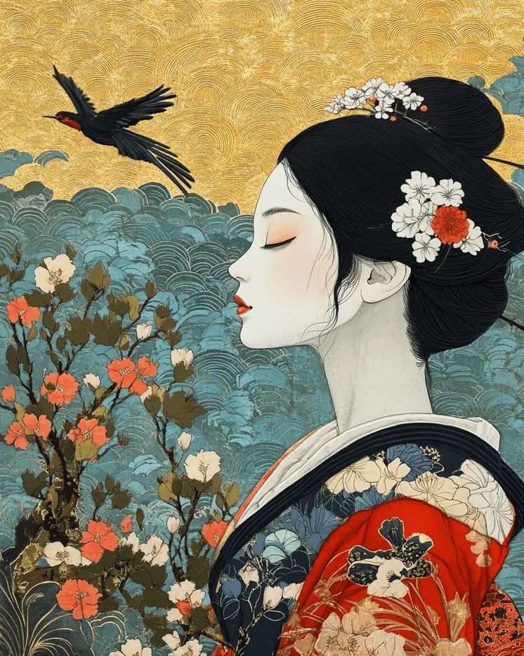 Geisha - Zen Art for Meditation Home Decor Wall Art Prints – 8″x10″ Artwork – 11″x14″ Matte