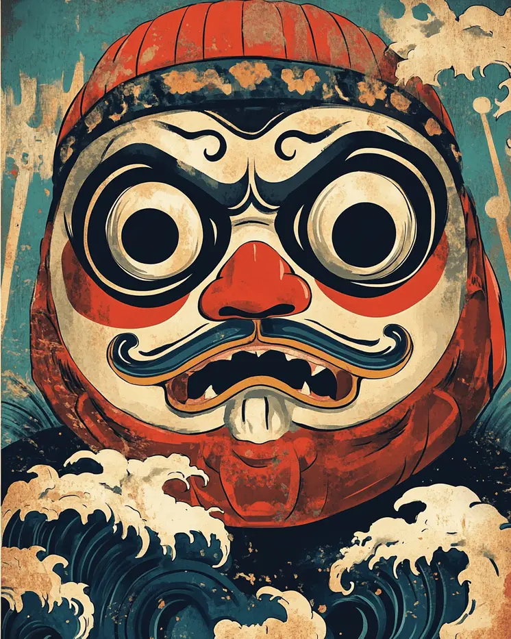 Daruma Face - Zen Art for Meditation Home Decor Wall Art Prints – 8″x10″ Artwork – 11″x14″ Matte