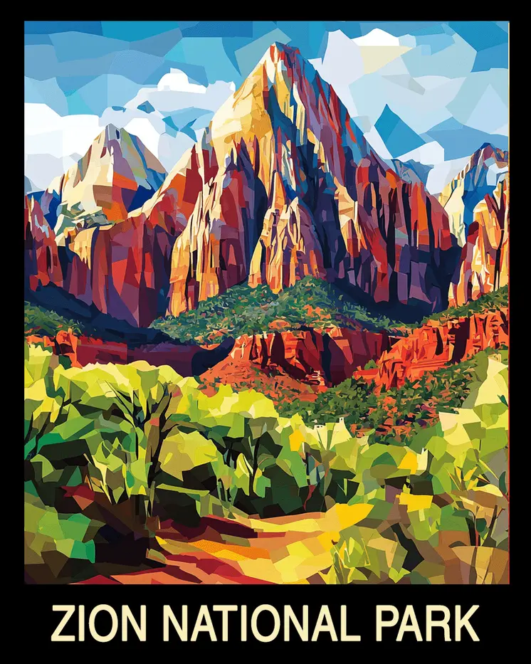 Impressionist - Zion National Park Souvenir Home Decor Wall Art Prints – 8″x10″ Artwork – 11″x14″ Mat