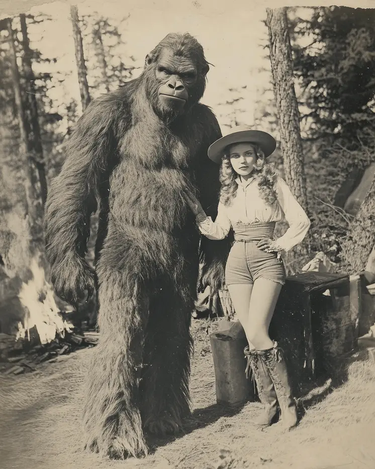 Cowgirl with Bigfoot - Sasquatch Criptid Art Prints - 8"x10" Art Print for 11"x14" Frame