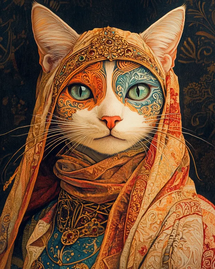 Arabian - Cat and Kitten Wall Art Prints -  8"x10" Artwork for 11"x14" Frame