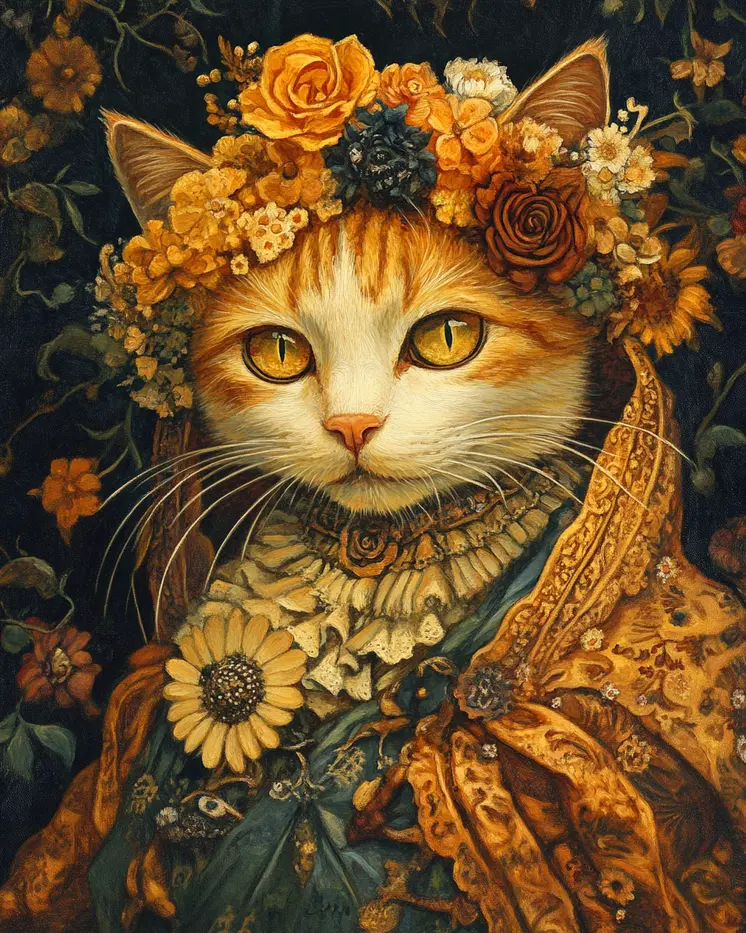 Arabian Princess - Cat and Kitten Wall Art Prints -  8"x10" Artwork for 11"x14" Frame