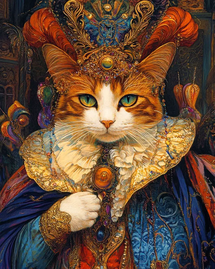 Royal Prince - Cat and Kitten Wall Art Prints -  8"x10" Artwork for 11"x14" Frame