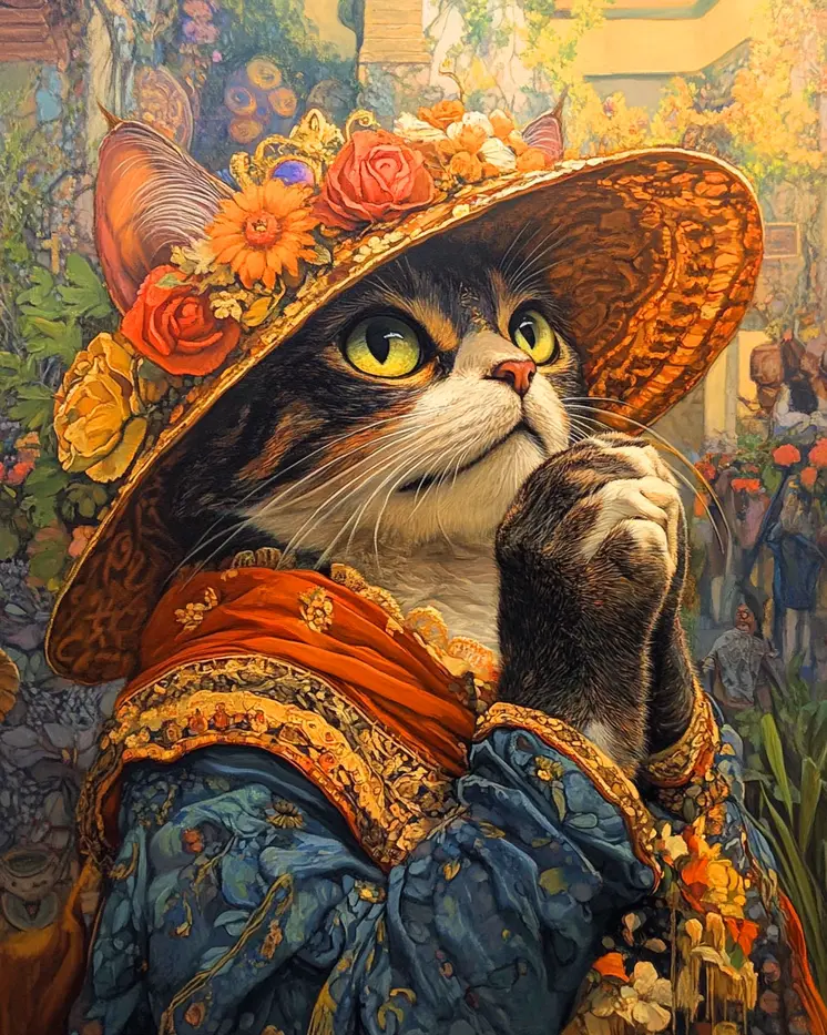 Praying Lady - Cat and Kitten Wall Art Prints -  8"x10" Artwork for 11"x14" Frame