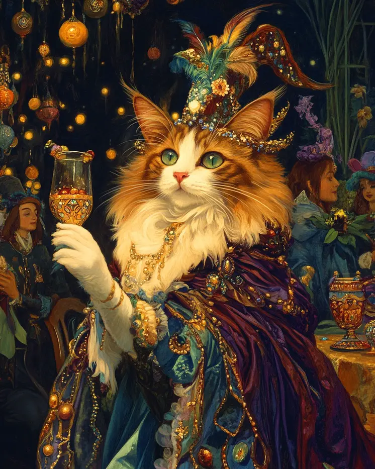 Wizards' Toast - Cat and Kitten Wall Art Prints -  8"x10" Artwork for 11"x14" Frame