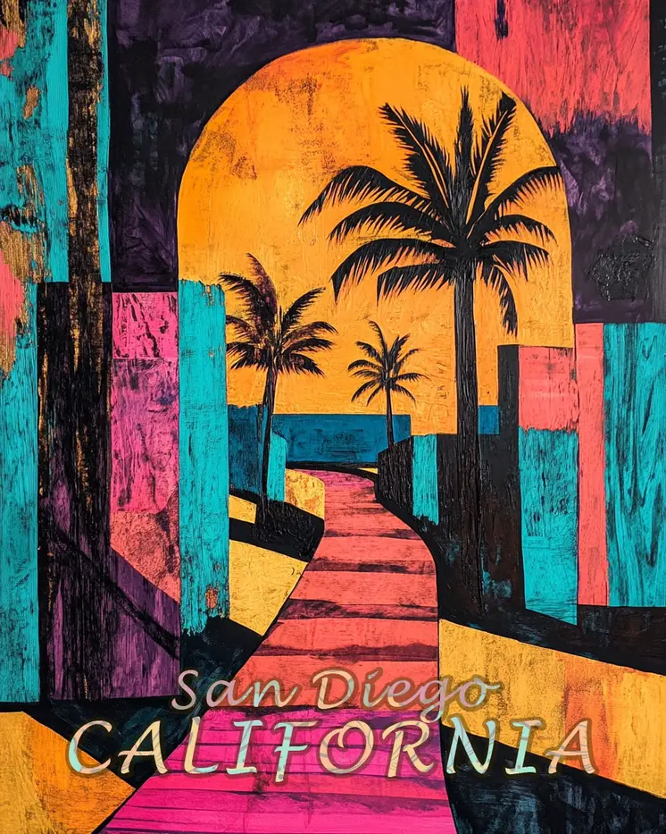 Walkway - California Souvenir Home Decor Wall Art Prints – 8″x10″ Artwork for 11″x14″ Frame