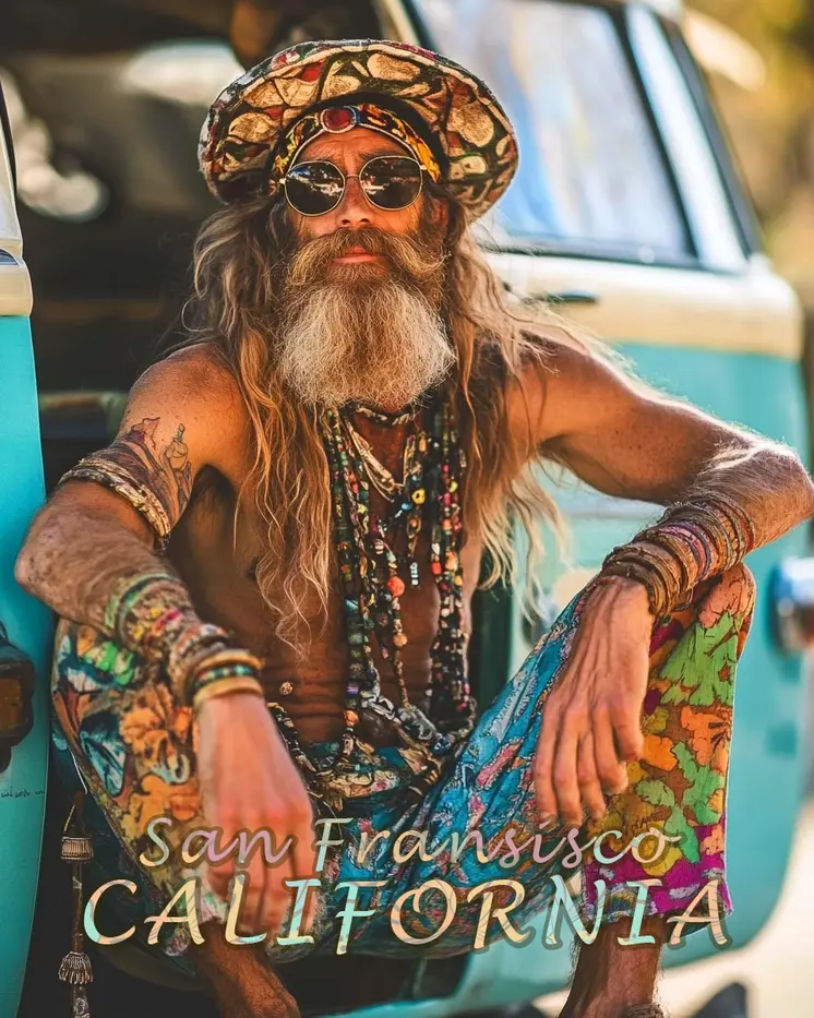 San Fransisco Hippy - California Souvenir Home Decor Wall Art Prints – 8″x10″ Artwork for 11″x14″ Frame
