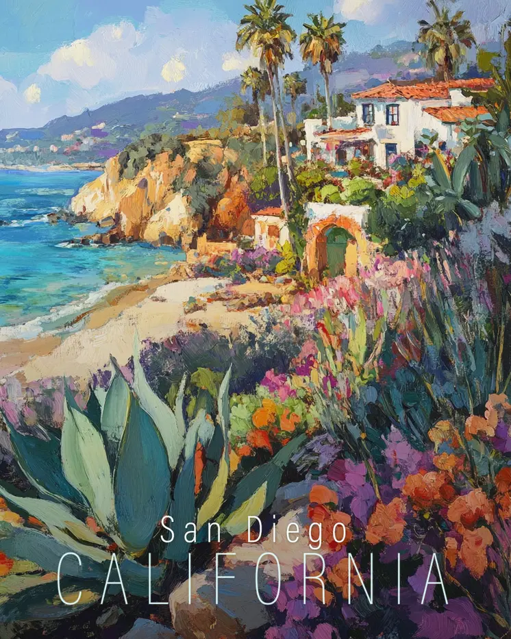 Coastline - California Souvenir Home Decor Wall Art Prints – 8″x10″ Artwork for 11″x14″ Frame