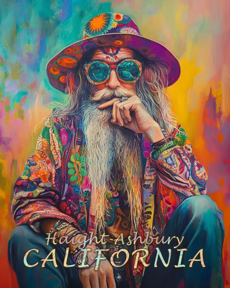Old Hippy - California Souvenir Home Decor Wall Art Prints – 8″x10″ Artwork for 11″x14″ Frame