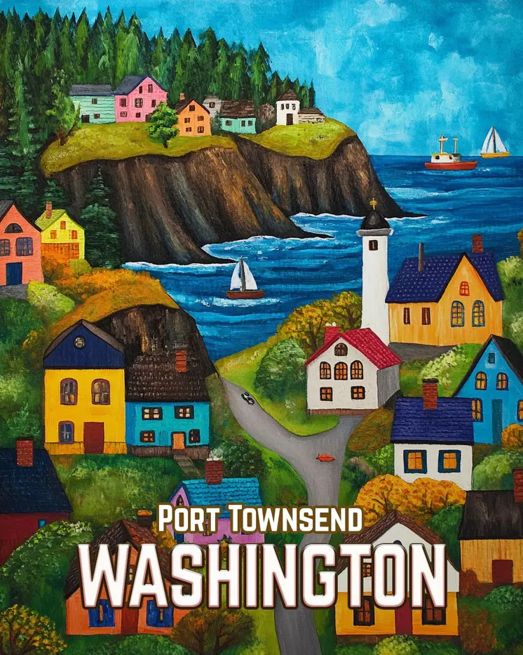 Coastal Village - Washington State Souvenir Home Decor Wall Art Prints – 8″x10″ Artwork for 11″x14″ Frame