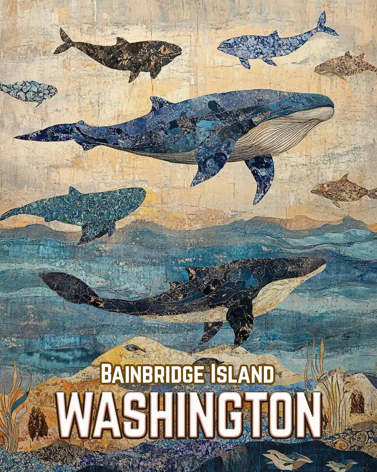 Whales - Washington State Souvenir Home Decor Wall Art Prints – 8″x10″ Artwork for 11″x14″ Frame