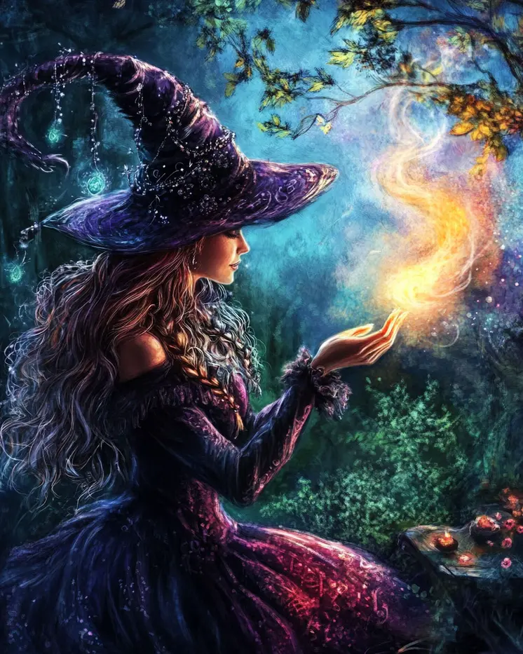 Casting a Spell - Witch and Witches Wall Art Prints - 8"x10" Art Print for 11"x14" Frame