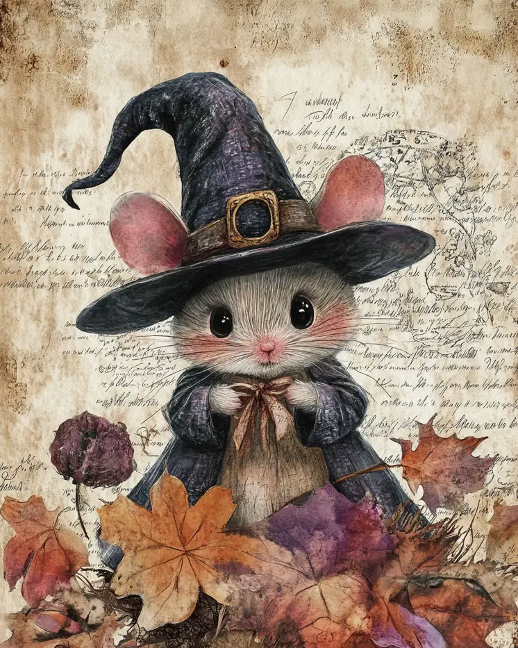 Mousekin - Witch and Witches Wall Art Prints - 8"x10" Art Print for 11"x14" Frame