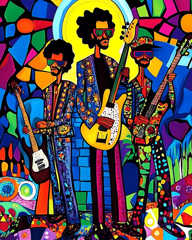 Playing Funky Music - Retro 60's & 70's Art Prints - 8"x10" Art Print for 11"x14" Frame