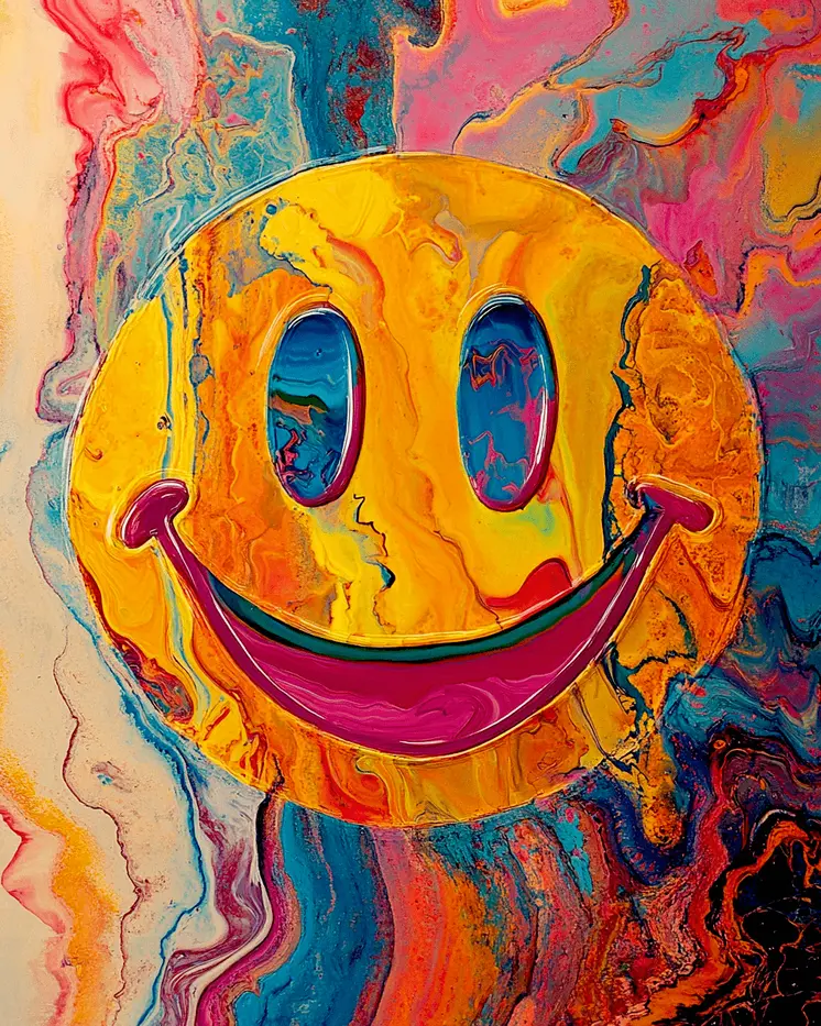 Psychedelic Smiley Face - Retro 60's & 70's Art Prints - 8"x10" Art Print for 11"x14" Frame