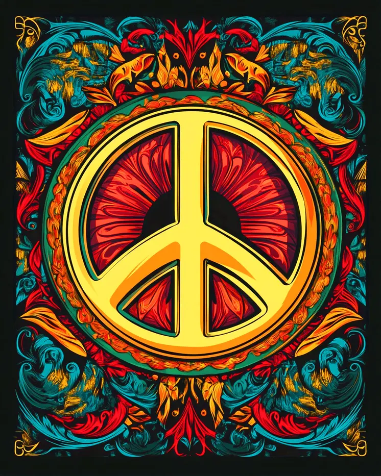 BOHO Peace Sign - Retro 60's & 70's Art Prints - 8"x10" Art Print for 11"x14" Frame