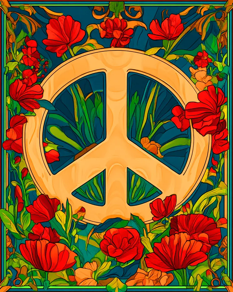 Roses Peach Sign - Retro 60's & 70's Art Prints - 8"x10" Art Print for 11"x14" Frame
