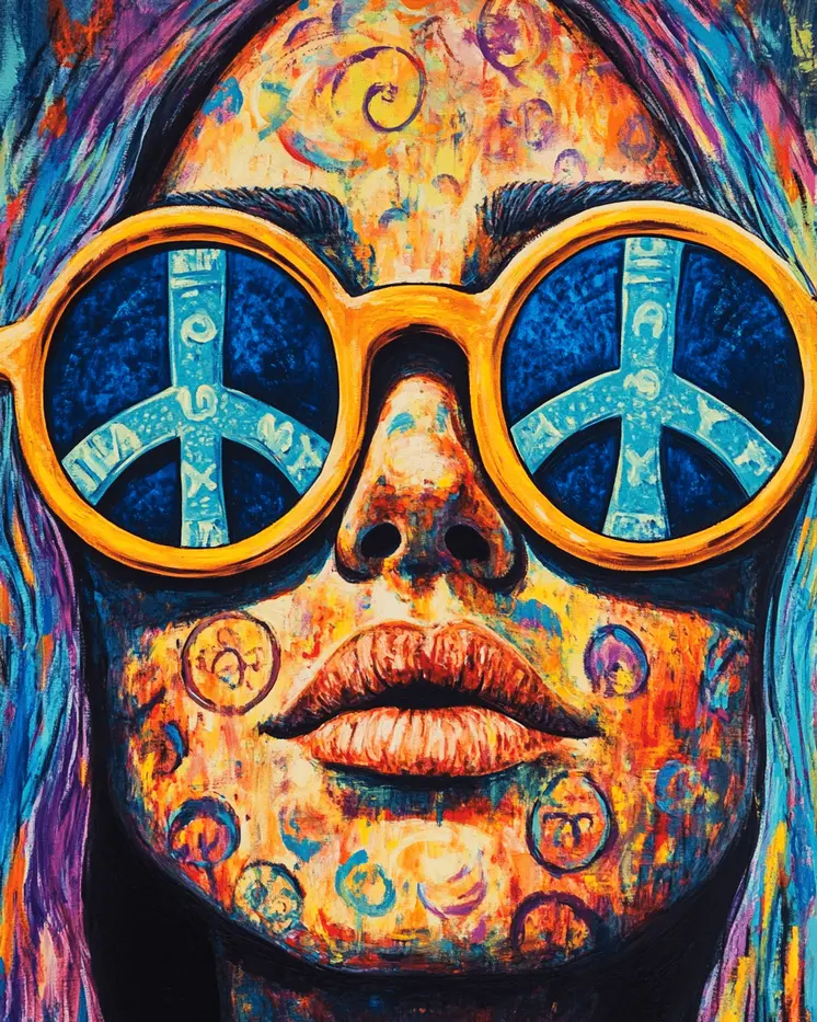 Peace Sign Sunglasses - Retro 60's & 70's Art Prints - 8"x10" Art Print for 11"x14" Frame