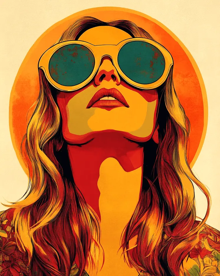 Cali Sun - Retro 60's & 70's Art Prints - 8"x10" Art Print for 11"x14" Frame