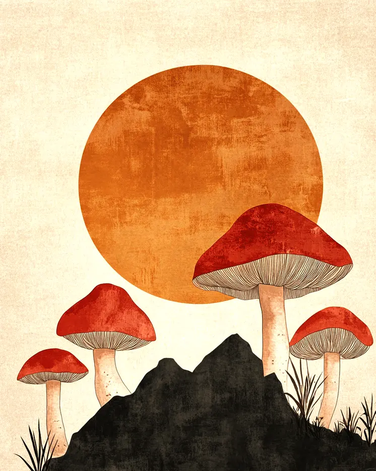 Mushroom Mountain - Retro 60's & 70's Art Prints - 8"x10" Art Print for 11"x14" Frame