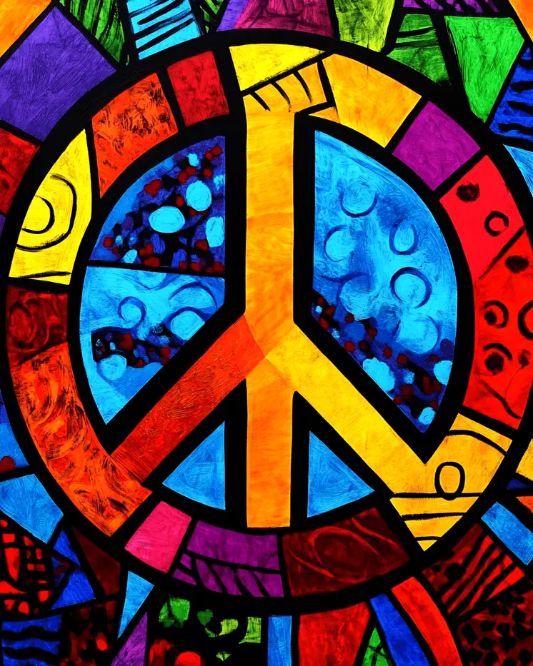 Pop Art Peace Sign - Retro 60's & 70's Art Prints - 8"x10" Art Print for 11"x14" Frame