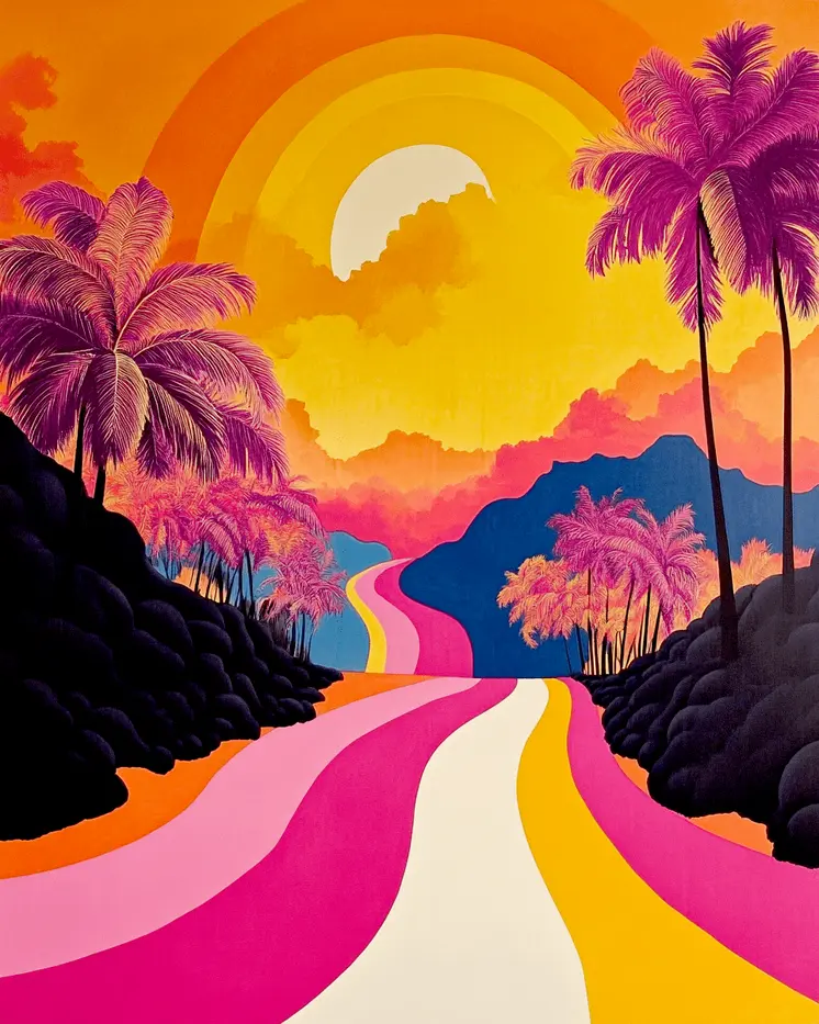 Paradise Road - Retro 60's & 70's Art Prints - 8"x10" Art Print for 11"x14" Frame