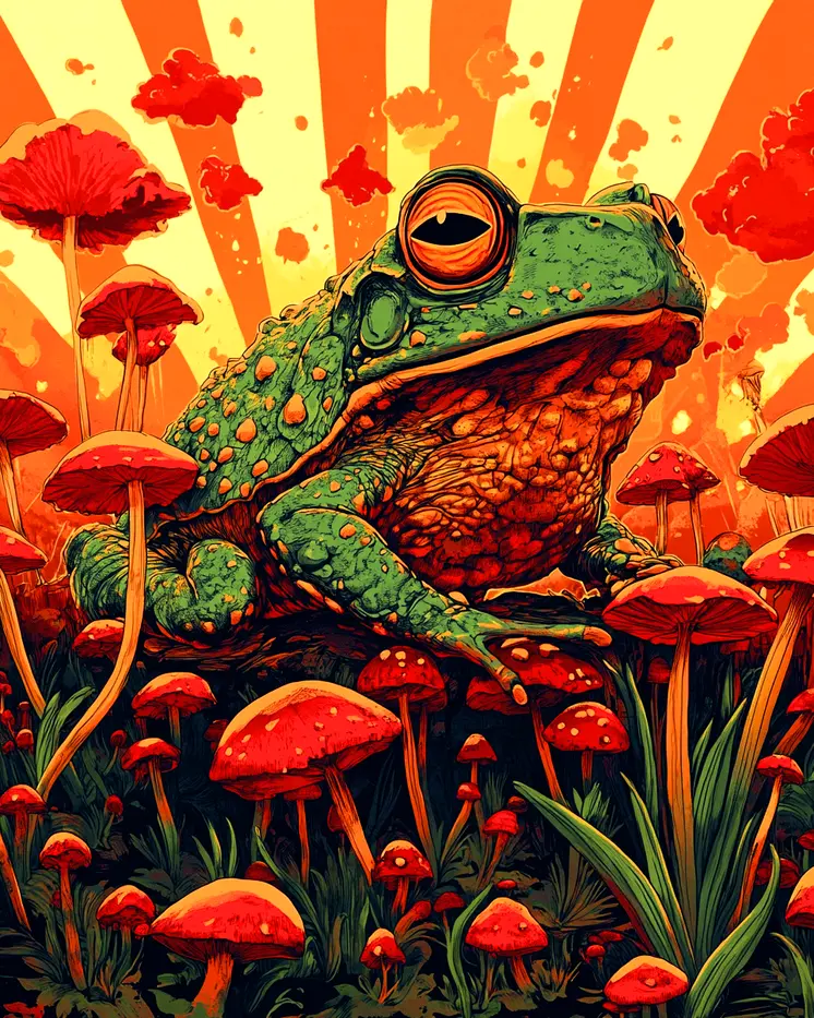 Trippin' Toad - Retro 60's & 70's Art Prints - 8"x10" Art Print for 11"x14" Frame
