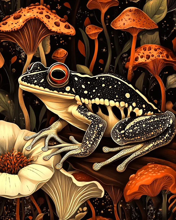 Poison Dart Frog - Retro 60's & 70's Art Prints - 8"x10" Art Print for 11"x14" Frame