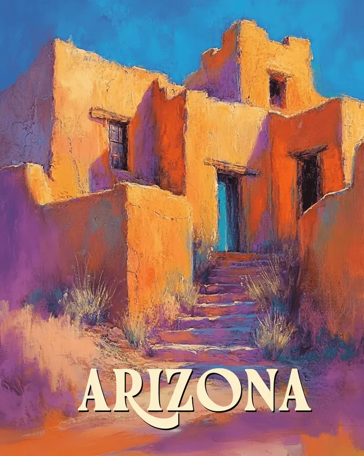 Pastel Pueblo - Arizona Art Prints – 8″x10″ Artwork for 11″x14″ Frame