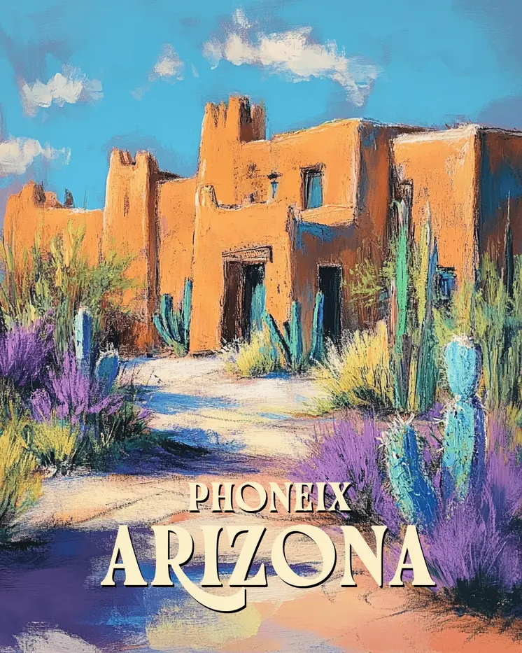 Pastel Adobe Home - Phoenix Arizona Art Prints – 8″x10″ Artwork for 11″x14″ Frame
